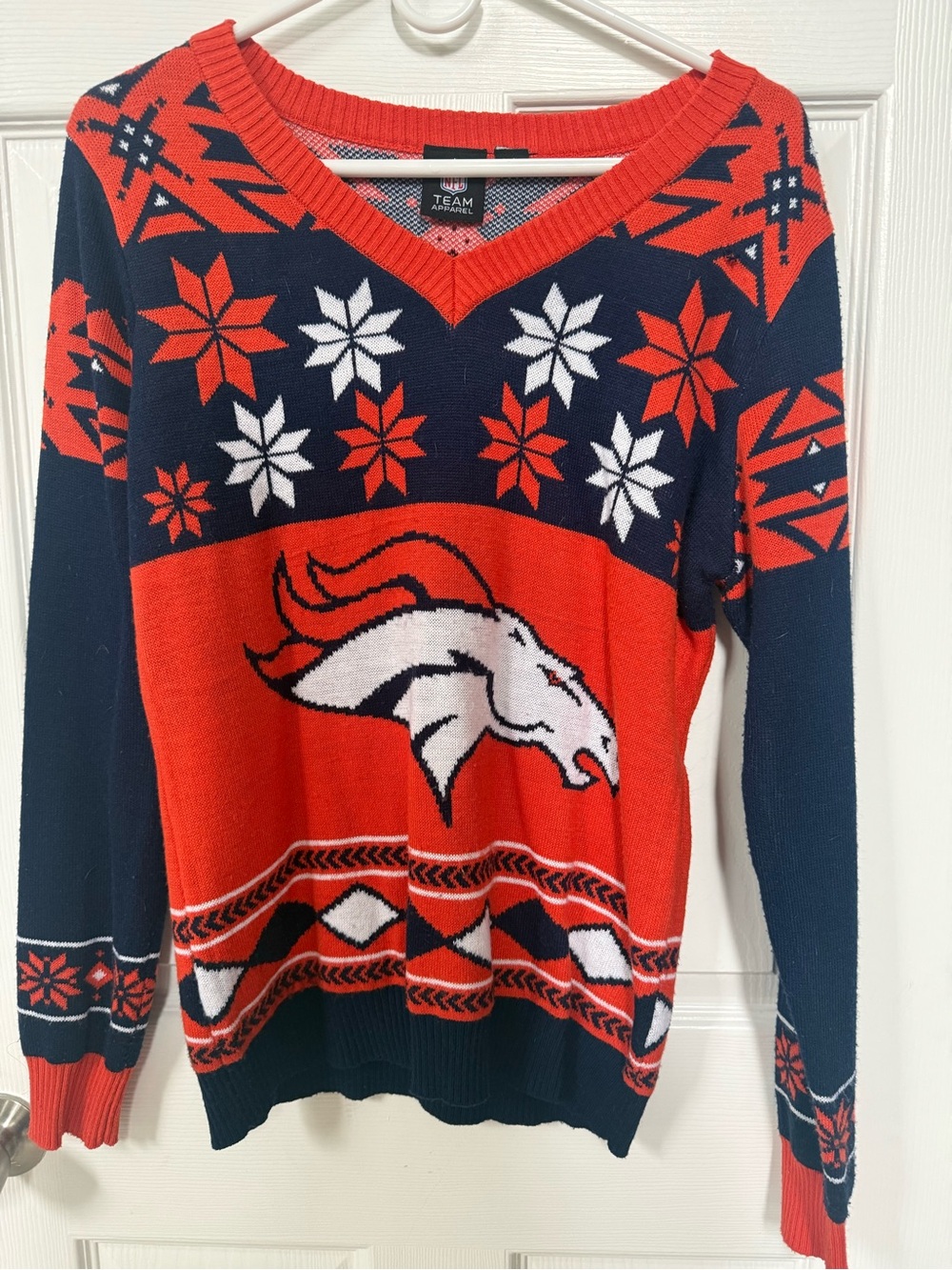 NFL Team Denver Broncos V‑Neck Holiday Sweater
